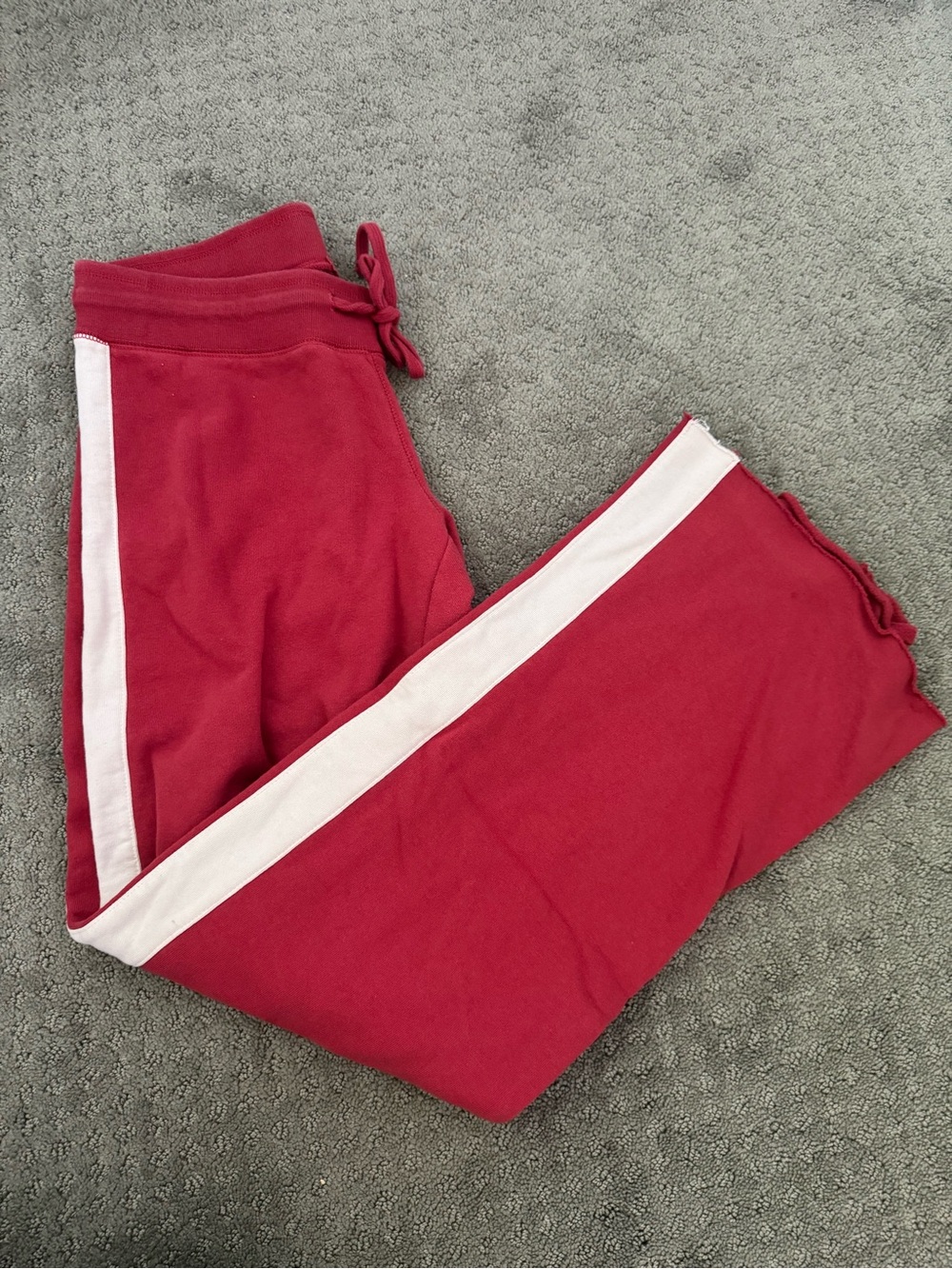 Brandy Melville Red Jogger Pants with White Side Stripe